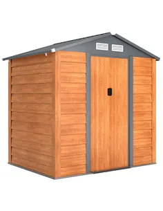 Outsunny 6.5 x 5ft Metal Garden Shed, House Hut Gardening Tool Storage with Ventilations, Sliding Door, Sloped Roof for Garden, 
