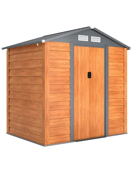 Outsunny 6.5 x 5ft Metal Garden Shed, House Hut Gardening Tool Storage with Ventilations, Sliding Door, Sloped Roof for Garden, 