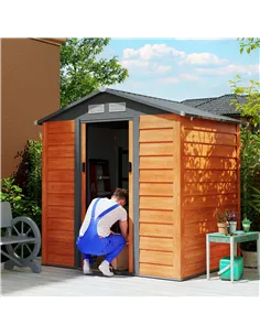Outsunny 6.5 x 5ft Metal Garden Shed, House Hut Gardening Tool Storage with Ventilations, Sliding Door, Sloped Roof for Garden,  2