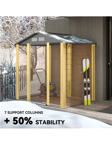 Outsunny 6.5 x 5ft Metal Garden Shed, House Hut Gardening Tool Storage with Ventilations, Sliding Door, Sloped Roof for Garden, 