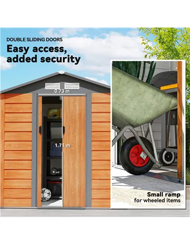 Outsunny 6.5 x 5ft Metal Garden Shed, House Hut Gardening Tool Storage with Ventilations, Sliding Door, Sloped Roof for Garden, 