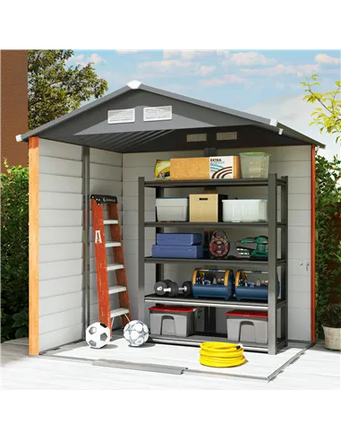 Outsunny 6.5 x 5ft Metal Garden Shed, House Hut Gardening Tool Storage with Ventilations, Sliding Door, Sloped Roof for Garden, 