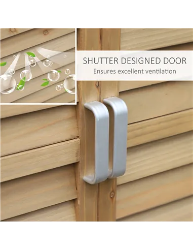 Outsunny Garden Shed Wooden Garden Storage Shed 2 Door Unit Solid Fir Wood Garage Tool Organisation Cabinet, 87L x 46.5W x 96.5H