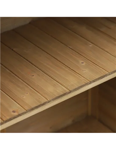 Outsunny Garden Shed Wooden Garden Storage Shed 2 Door Unit Solid Fir Wood Garage Tool Organisation Cabinet, 87L x 46.5W x 96.5H