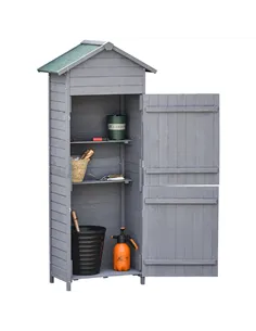 Outsunny Wooden Garden Storage Shed Utility Gardener Cabinet w/ 3 Shelves, Tilted-felt Roof and Two Lockable Doors, 79cm x 49cm 