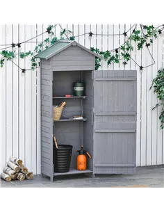 Outsunny Wooden Garden Storage Shed Utility Gardener Cabinet w/ 3 Shelves, Tilted-felt Roof and Two Lockable Doors, 79cm x 49cm  2