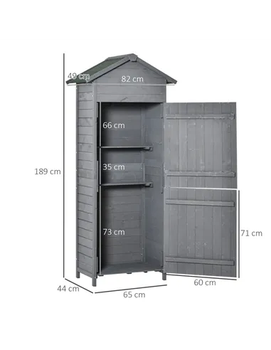 Outsunny Wooden Garden Storage Shed Utility Gardener Cabinet w/ 3 Shelves, Tilted-felt Roof and Two Lockable Doors, 79cm x 49cm 