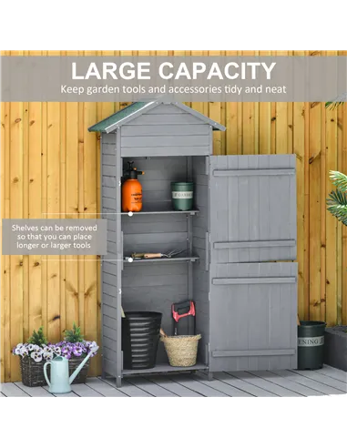 Outsunny Wooden Garden Storage Shed Utility Gardener Cabinet w/ 3 Shelves, Tilted-felt Roof and Two Lockable Doors, 79cm x 49cm 
