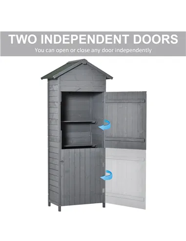 Outsunny Wooden Garden Storage Shed Utility Gardener Cabinet w/ 3 Shelves, Tilted-felt Roof and Two Lockable Doors, 79cm x 49cm 