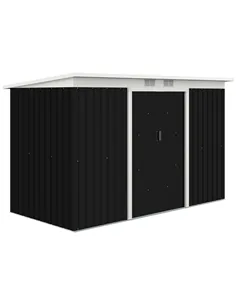 Outsunny 9ft x 4ft Metal Garden Shed, Outdoor Tool House with Foundation Kit, Ventilations and Double Doors, Dark Grey
