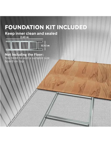 Outsunny 9ft x 4ft Metal Garden Shed, Outdoor Tool House with Foundation Kit, Ventilations and Double Doors, Dark Grey