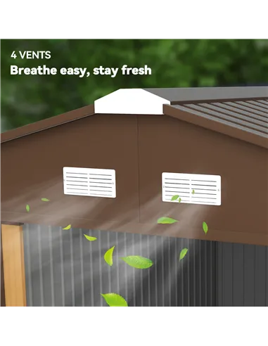 Outsunny 13 x 11ft Metal Garden Shed, Outdoor Storage Tool House with Ventilation Slots, Foundation Kit and Lockable Double Door