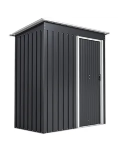 Outsunny 5 x 3ft Garden Storage Shed with Sliding Door and Sloped Roof Outdoor Equipment Tool, Black