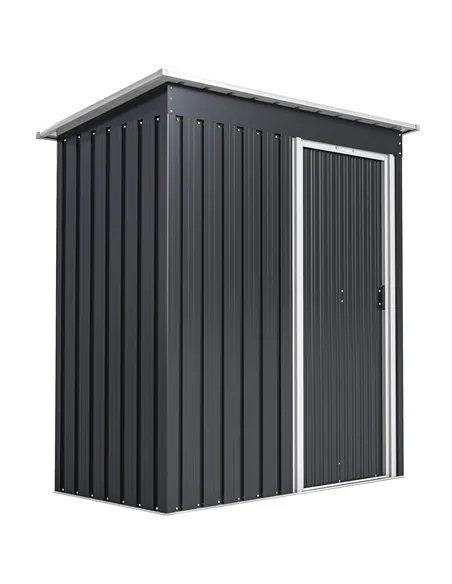 Outsunny 5 x 3ft Garden Storage Shed with Sliding Door and Sloped Roof Outdoor Equipment Tool, Black