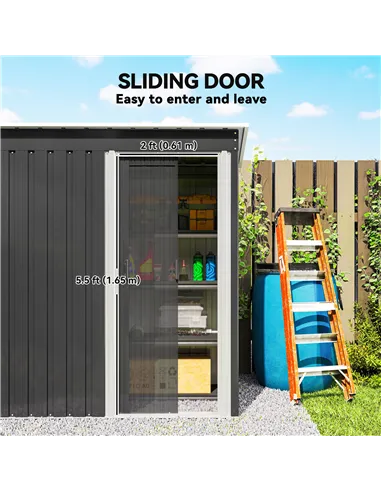 Outsunny 5 x 3ft Garden Storage Shed with Sliding Door and Sloped Roof Outdoor Equipment Tool, Black