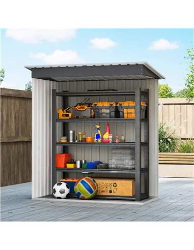 Outsunny 5 x 3ft Garden Storage Shed with Sliding Door and Sloped Roof Outdoor Equipment Tool, Black