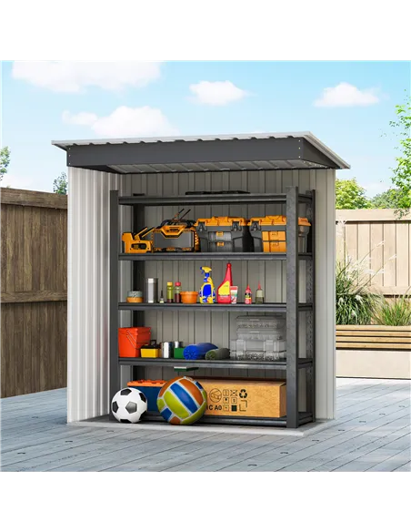 Outsunny 5 x 3ft Garden Storage Shed with Sliding Door and Sloped Roof Outdoor Equipment Tool, Black