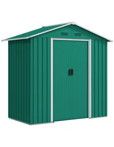 Outsunny 6.5ft x 3.5ft Metal Garden Storage Shed for Outdoor Tool Storage with Double Sliding Doors and 4 Vents, Green
