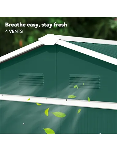 Outsunny 6.5ft x 3.5ft Metal Garden Storage Shed for Outdoor Tool Storage with Double Sliding Doors and 4 Vents, Green
