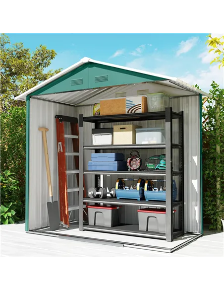 Outsunny 6.5ft x 3.5ft Metal Garden Storage Shed for Outdoor Tool Storage with Double Sliding Doors and 4 Vents, Green