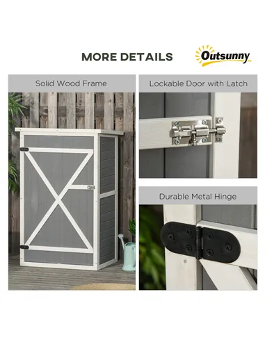 Outsunny Wooden Small Shed, Garden Storage Shed with Shelves and Bolt Latch, 75L x 56W x115H cm, Grey