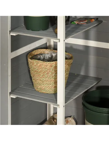 Outsunny Wooden Small Shed, Garden Storage Shed with Shelves and Bolt Latch, 75L x 56W x115H cm, Grey