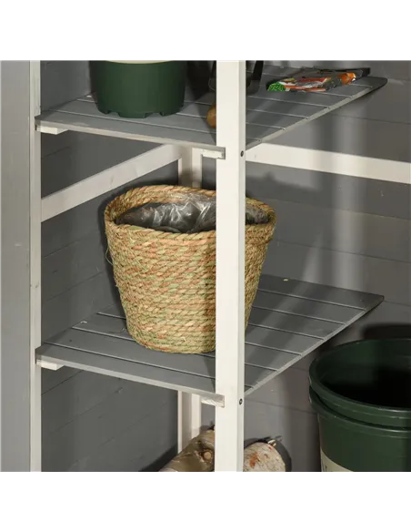 Outsunny Wooden Small Shed, Garden Storage Shed with Shelves and Bolt Latch, 75L x 56W x115H cm, Grey