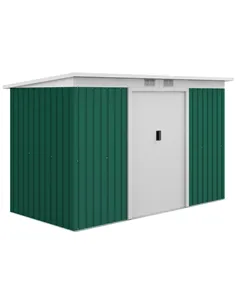 Outsunny 9ft x 4ft Metal Garden Shed, Outdoor Tool House with Foundation Kit, Ventilations and Double Doors, Deep Green