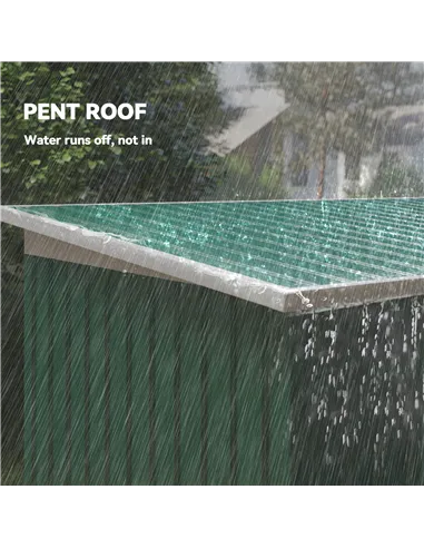 Outsunny 9ft x 4ft Metal Garden Shed, Outdoor Tool House with Foundation Kit, Ventilations and Double Doors, Deep Green