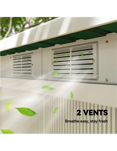 Outsunny 9ft x 4ft Metal Garden Shed, Outdoor Tool House with Foundation Kit, Ventilations and Double Doors, Deep Green