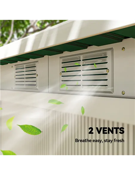 Outsunny 9ft x 4ft Metal Garden Shed, Outdoor Tool House with Foundation Kit, Ventilations and Double Doors, Deep Green