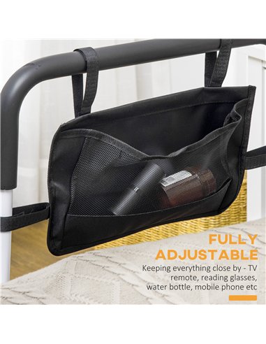 HOMCOM Safety Bed Rail, Height Adjustable Bed Assist Rail with Storage Pocket, Grab Bar for Disabled and Senior, White