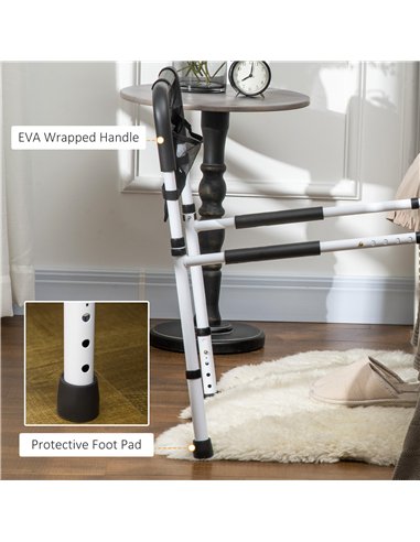 HOMCOM Safety Bed Rail, Height Adjustable Bed Assist Rail with Storage Pocket, Grab Bar for Disabled and Senior, White