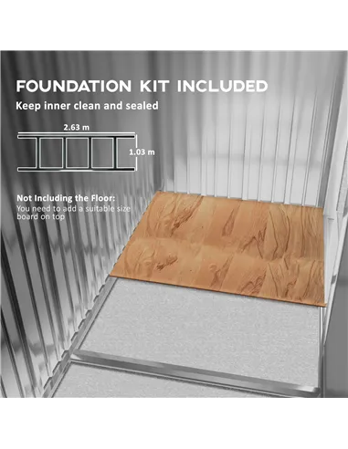 Outsunny 9 x 6ft Metal Bicycle Shed, Outdoor Storage Tool House with Ventilation Slots, Foundation Kit and Lockable Double Doors