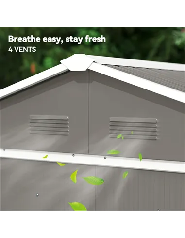 Outsunny 6.5ft x 3.5ft Metal Garden Storage Shed for Outdoor Tool Storage with Double Sliding Doors and 4 Vents, Grey