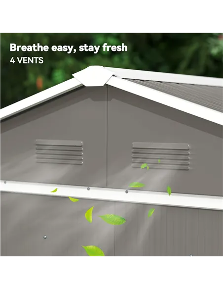 Outsunny 6.5ft x 3.5ft Metal Garden Storage Shed for Outdoor Tool Storage with Double Sliding Doors and 4 Vents, Grey