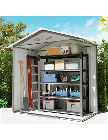 Outsunny 6.5ft x 3.5ft Metal Garden Storage Shed for Outdoor Tool Storage with Double Sliding Doors and 4 Vents, Grey