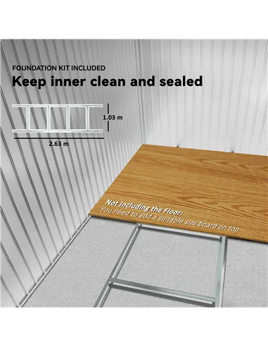 Outsunny 9 x 6ft Metal Garden Shed, Outdoor Storage Tool House with Ventilation Slots, Foundation Kit and Lockable Double Doors,