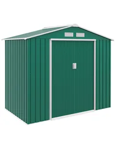 Outsunny 7 x 4ft Metal Garden Shed, Outdoor Storage Tool House with Ventilation Slots, Foundation Kit and Lockable Double Doors,