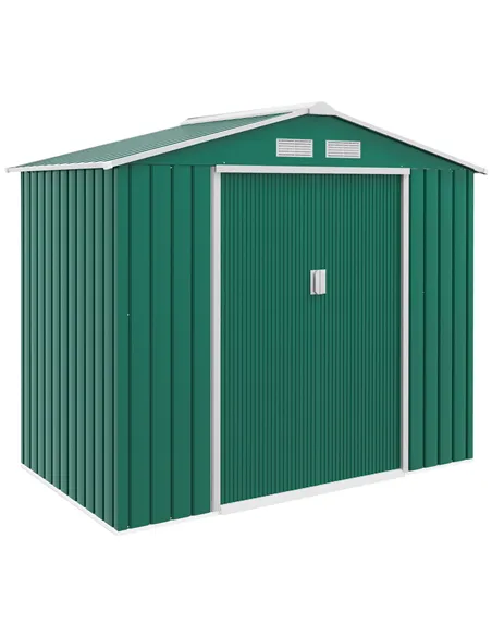 Outsunny 7 x 4ft Metal Garden Shed, Outdoor Storage Tool House with Ventilation Slots, Foundation Kit and Lockable Double Doors,