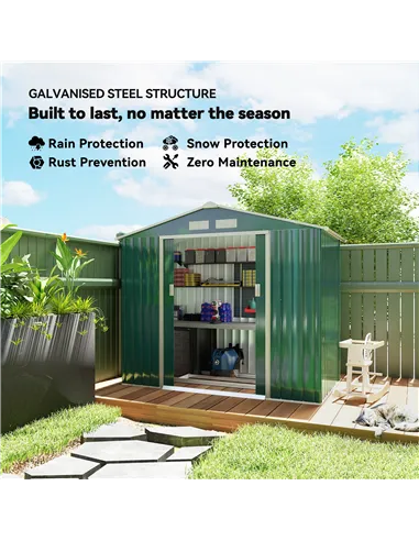 Outsunny 7 x 4ft Metal Garden Shed, Outdoor Storage Tool House with Ventilation Slots, Foundation Kit and Lockable Double Doors,