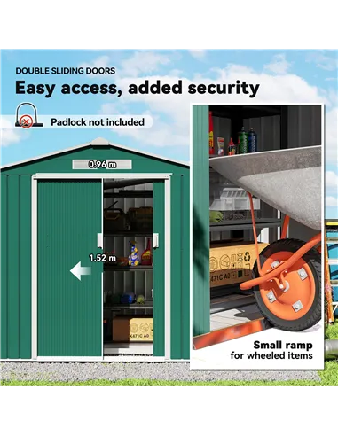 Outsunny 7 x 4ft Metal Garden Shed, Outdoor Storage Tool House with Ventilation Slots, Foundation Kit and Lockable Double Doors,