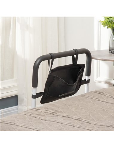 HOMCOM Safety Bed Rail, Height Adjustable Bed Assist Rail with Storage Pocket, Grab Bar for Disabled and Senior, White