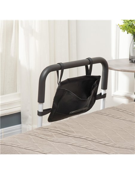 HOMCOM Safety Bed Rail, Height Adjustable Bed Assist Rail with Storage Pocket, Grab Bar for Disabled and Senior, White