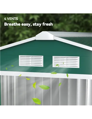Outsunny 7 x 4ft Metal Garden Shed, Outdoor Storage Tool House with Ventilation Slots, Foundation Kit and Lockable Double Doors,