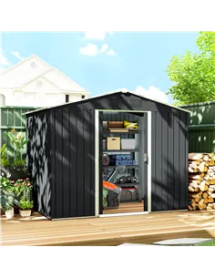Outsunny 7.7 x 5.7ft Metal Garden Shed, Galvanised Outdoor Tool Storage House with Ventilation Slots and Sliding Doors, Grey 2