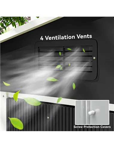 Outsunny 7.7 x 5.7ft Metal Garden Shed, Galvanised Outdoor Tool Storage House with Ventilation Slots and Sliding Doors, Grey