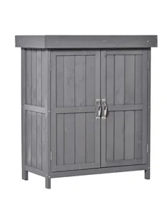 Outsunny Small Shed, Wooden Garden Shed with Openable Hinged Roof and Removable Shelf, Outdoor Tool Storage Cabinet Chest with D