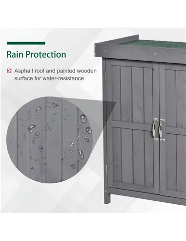 Outsunny Small Shed, Wooden Garden Shed with Openable Hinged Roof and Removable Shelf, Outdoor Tool Storage Cabinet Chest with D