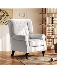 HOMCOM Wingback Accent Chair, Retro Upholstered Button Tufted Occasional Chair for Living Room and Bedroom, Cream White 2